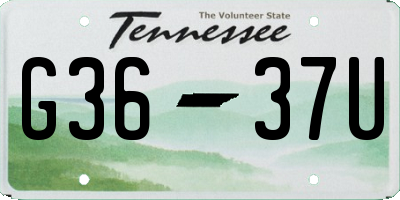 TN license plate G3637U