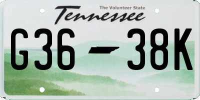 TN license plate G3638K
