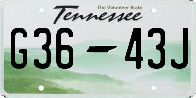 TN license plate G3643J