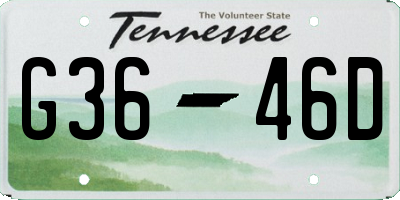 TN license plate G3646D