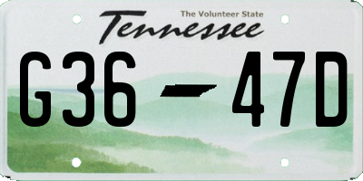 TN license plate G3647D