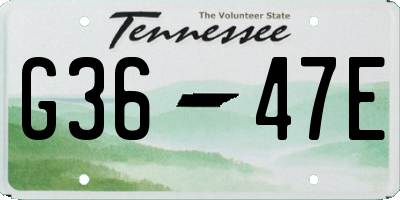TN license plate G3647E