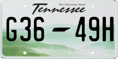 TN license plate G3649H