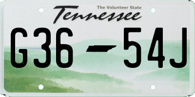 TN license plate G3654J