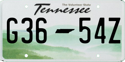 TN license plate G3654Z