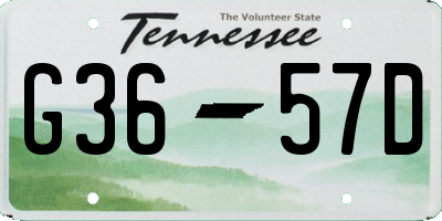 TN license plate G3657D