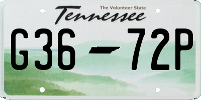 TN license plate G3672P