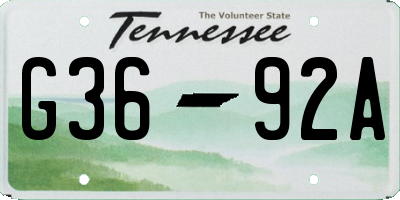 TN license plate G3692A