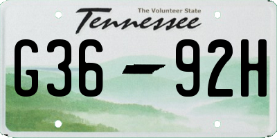 TN license plate G3692H
