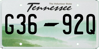 TN license plate G3692Q