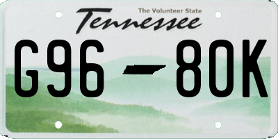 TN license plate G9680K