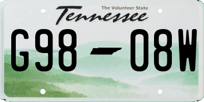 TN license plate G9808W