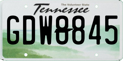 TN license plate GDW8845