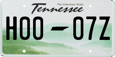 TN license plate H0007Z