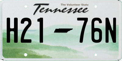 TN license plate H2176N