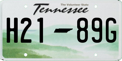 TN license plate H2189G