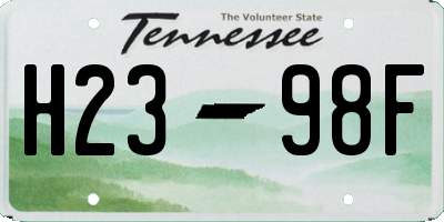 TN license plate H2398F