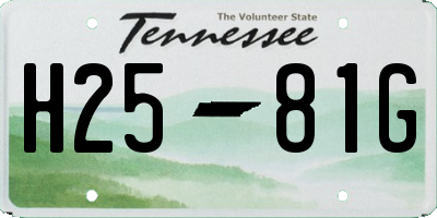 TN license plate H2581G