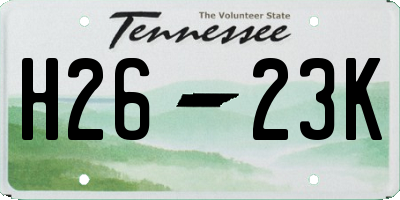 TN license plate H2623K