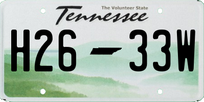 TN license plate H2633W