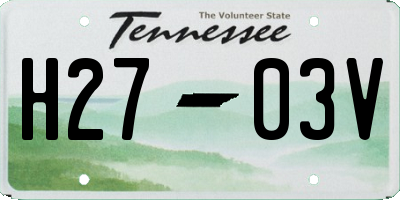 TN license plate H2703V