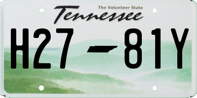 TN license plate H2781Y