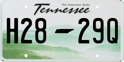 TN license plate H2829Q