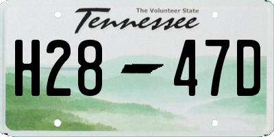 TN license plate H2847D