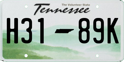 TN license plate H3189K