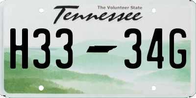 TN license plate H3334G