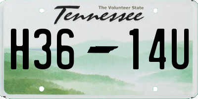 TN license plate H3614U