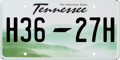 TN license plate H3627H