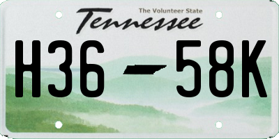 TN license plate H3658K