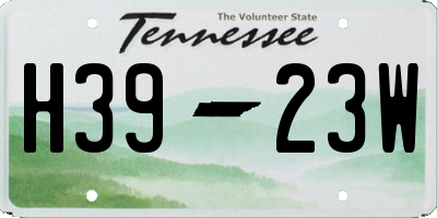 TN license plate H3923W