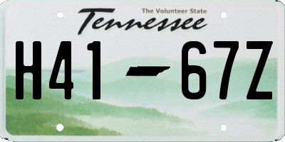 TN license plate H4167Z