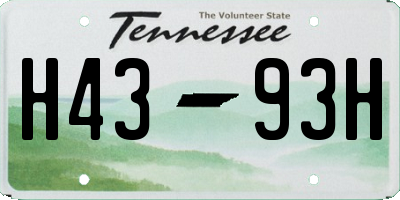 TN license plate H4393H