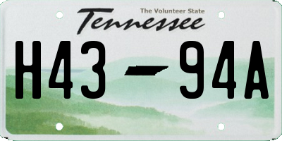 TN license plate H4394A