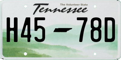 TN license plate H4578D