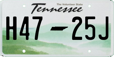 TN license plate H4725J