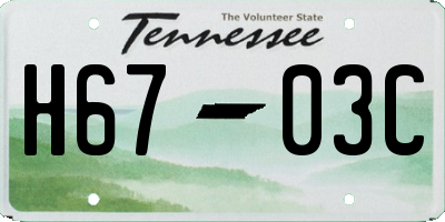 TN license plate H6703C