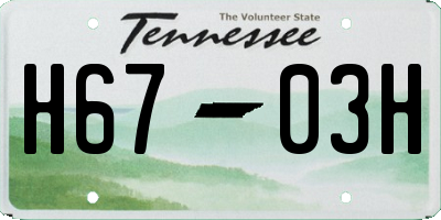 TN license plate H6703H