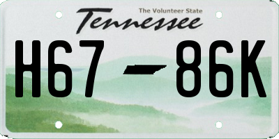 TN license plate H6786K
