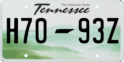 TN license plate H7093Z