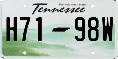 TN license plate H7198W