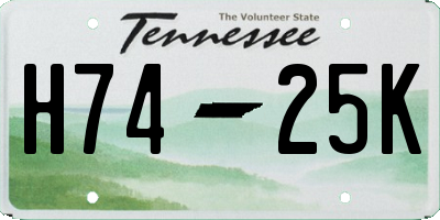 TN license plate H7425K
