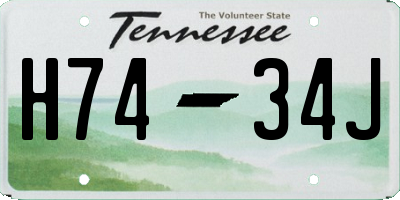 TN license plate H7434J