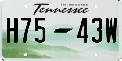 TN license plate H7543W