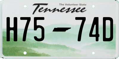 TN license plate H7574D