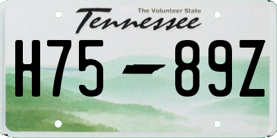 TN license plate H7589Z