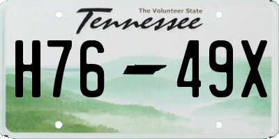 TN license plate H7649X